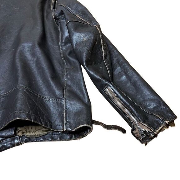 Vintage 60s Schott NYC Leather Cafe Racer Jacket Brown Distressed Size 42 - Picture 11 of 16